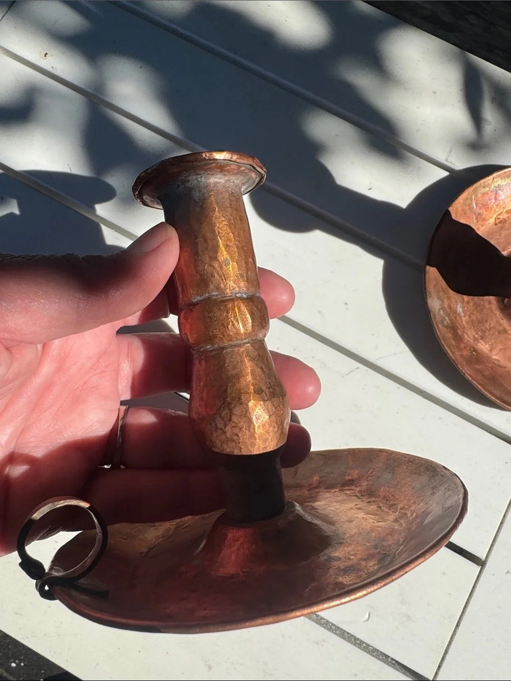 Antique Copper Candlestick Holders, Set of 2 Arts & Crafts Era
